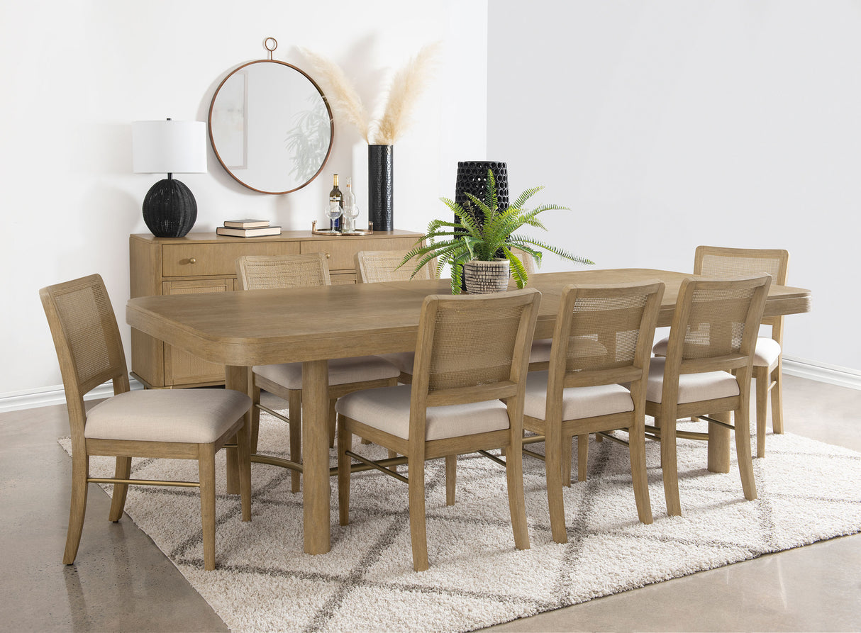 Arini Rattan Cane Dining Side Chair, Cream - Set of 2