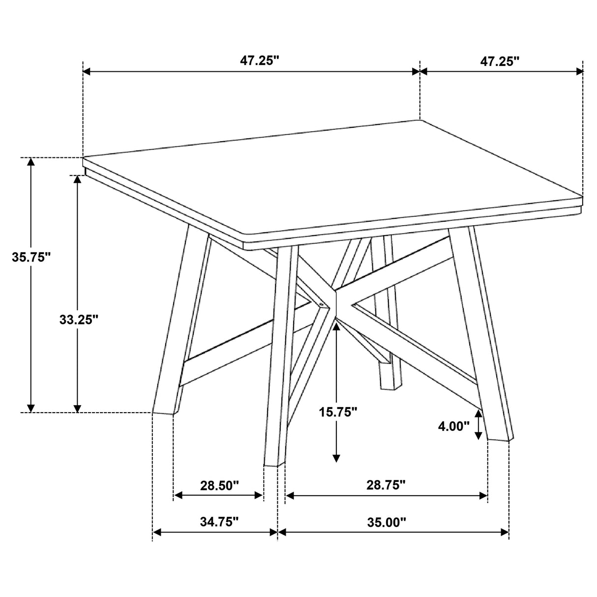 Canfield 47-Inch Square Counter Height Dining Table Brown