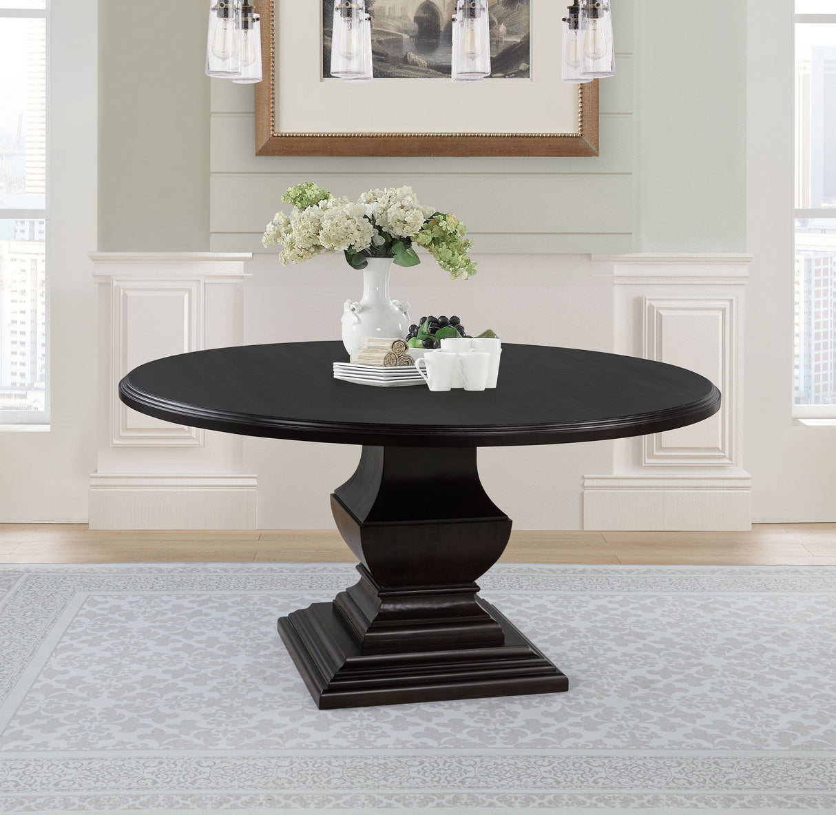 Twyla 60-Inch Round Dark Cocoa Wood Dining Table