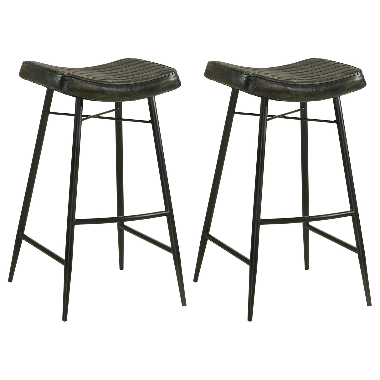 Bayu Leather Upholstered Bar Stool, Antique Espresso (Set of 2)