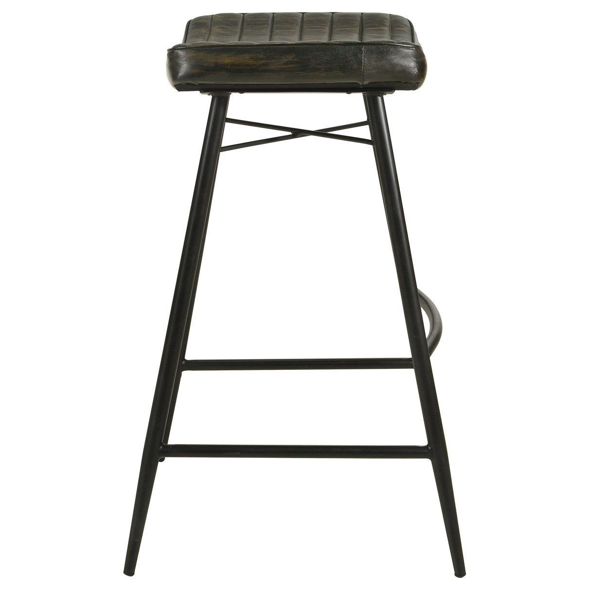 Bayu Leather Upholstered Bar Stool, Antique Espresso (Set of 2)