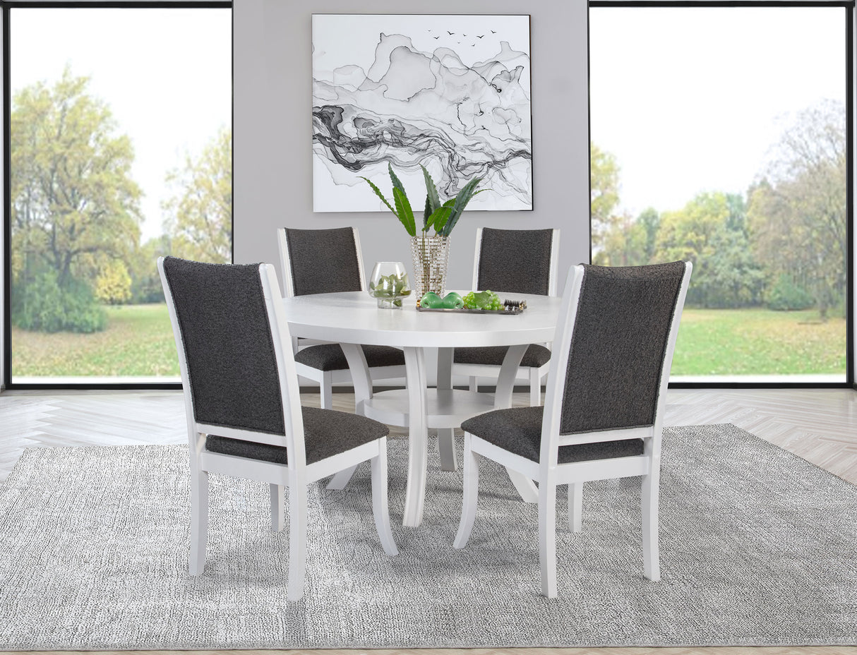 Judd 5-Piece 54-Inch Round Dining Table Set Pearl White