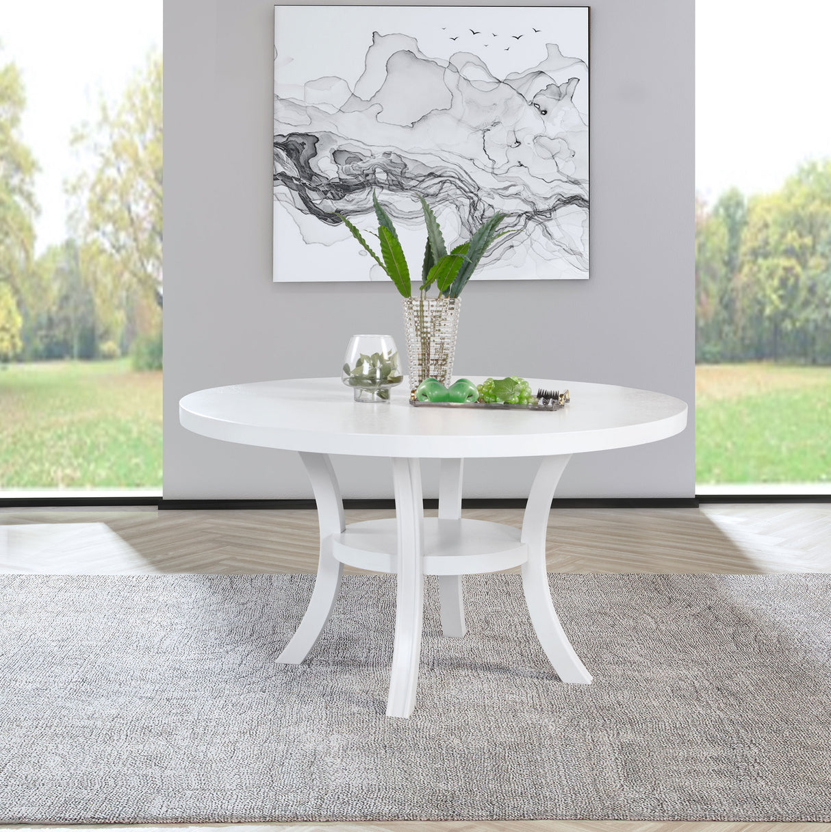 Judd 54-Inch Round Dining Table, Pearl White