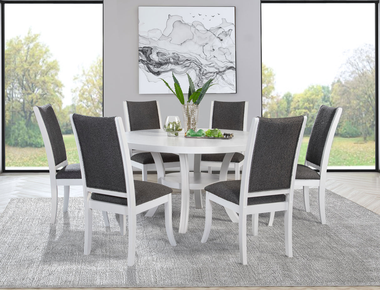 Judd 54-Inch Round Dining Table, Pearl White
