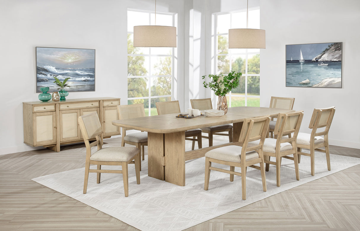 Kailani 10-Piece Dining Set with Sideboard in Beige Oak