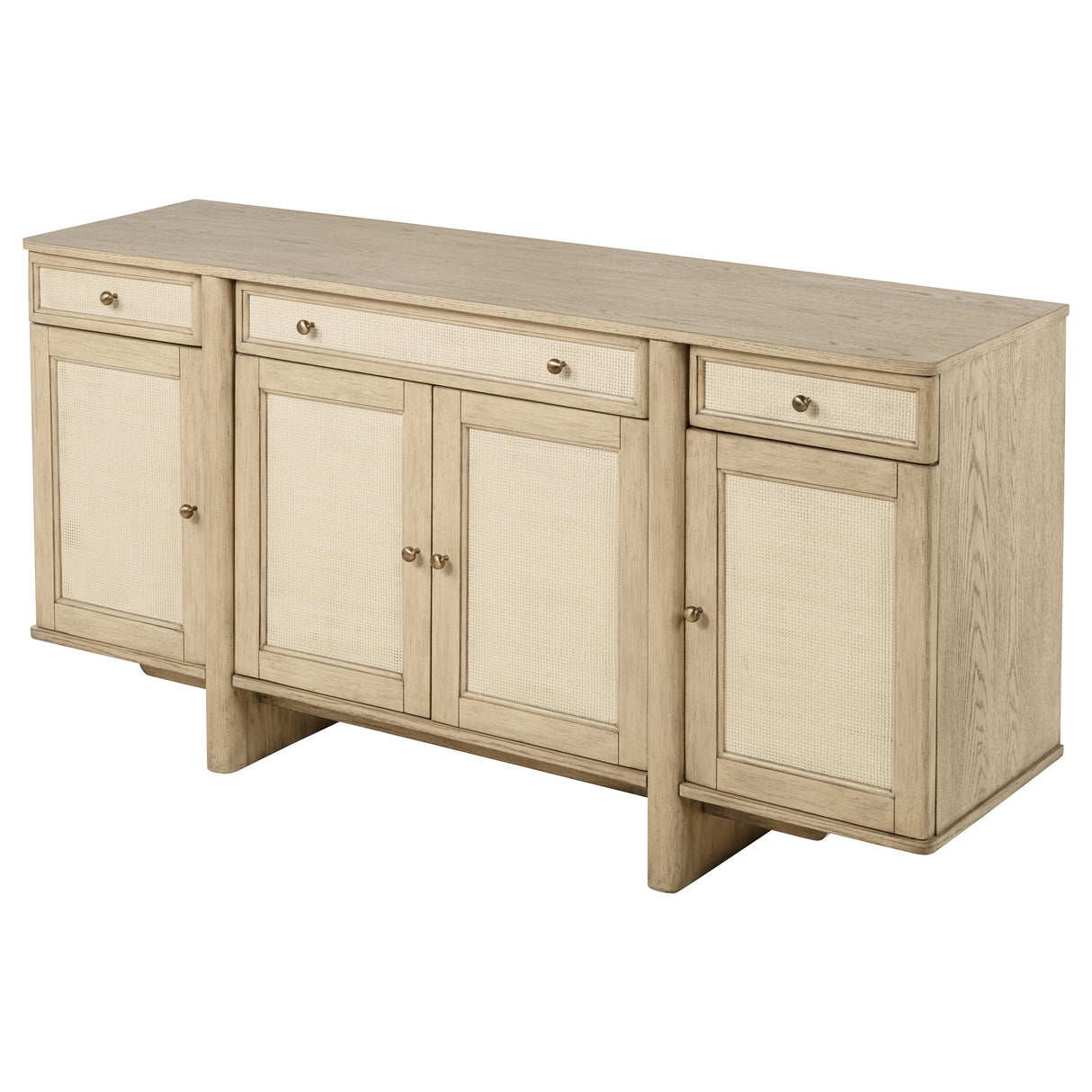 Kailani 4-Door Cane Sideboard Buffet Cabinet in Beige Oak