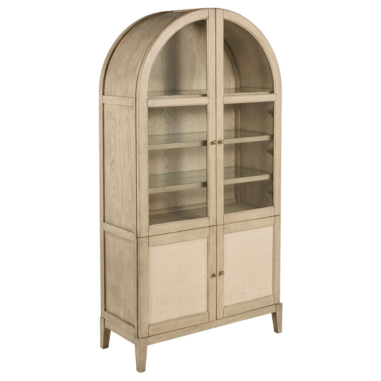 Kailani 4-Door Cane Dining Vitrine Cabinet - Beige Oak