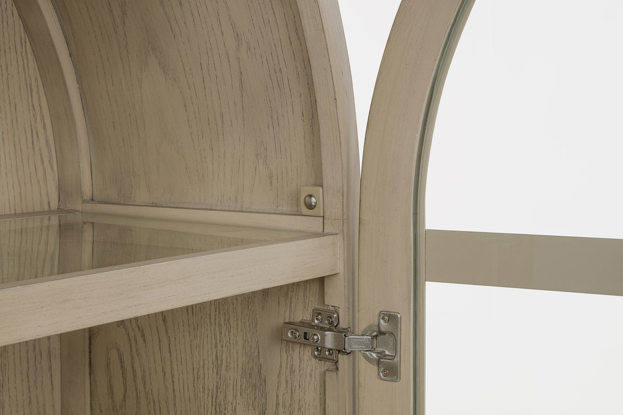 Kailani 4-Door Cane Dining Vitrine Cabinet - Beige Oak