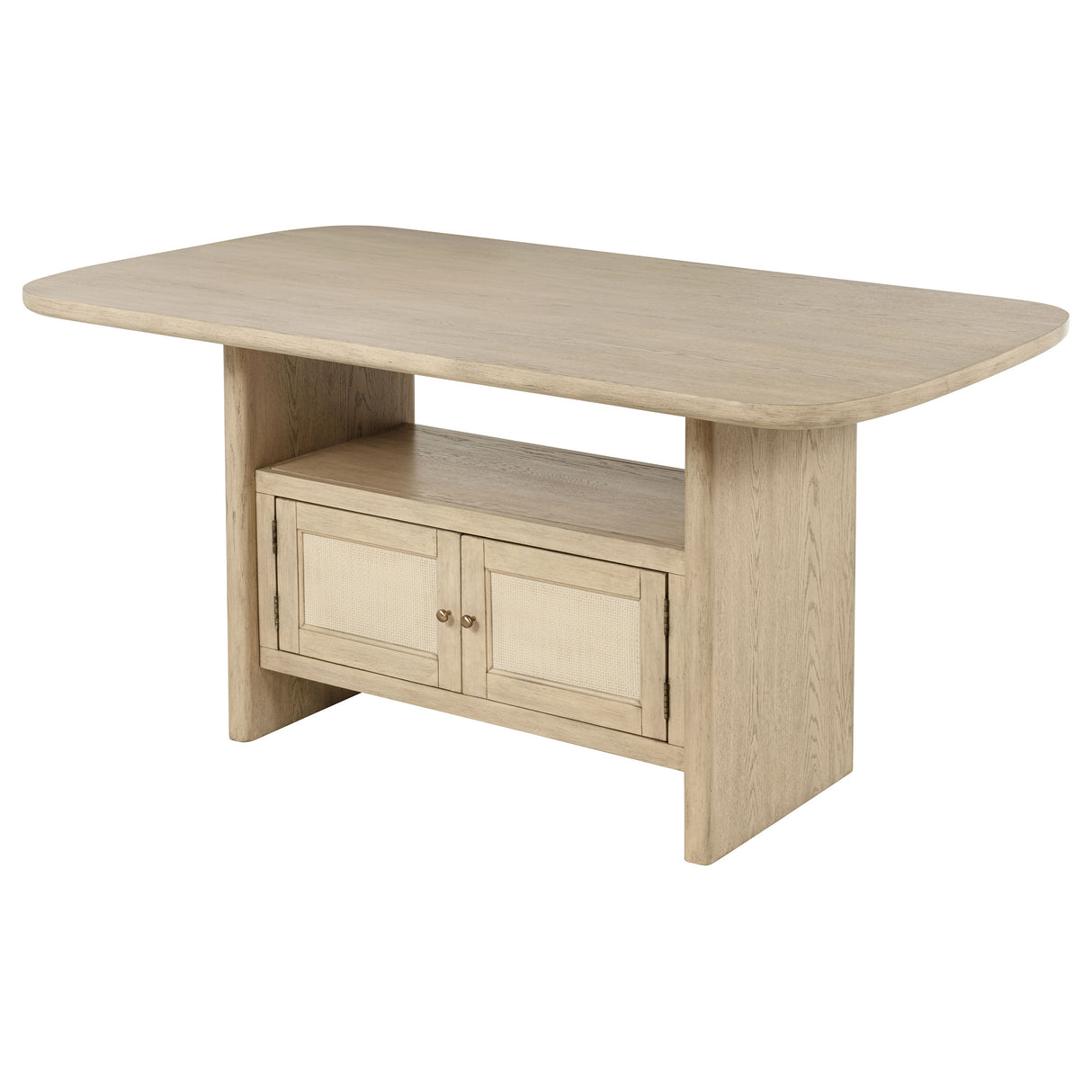 Kailani Cane Counter Height Storage Dining Table - Beige Oak