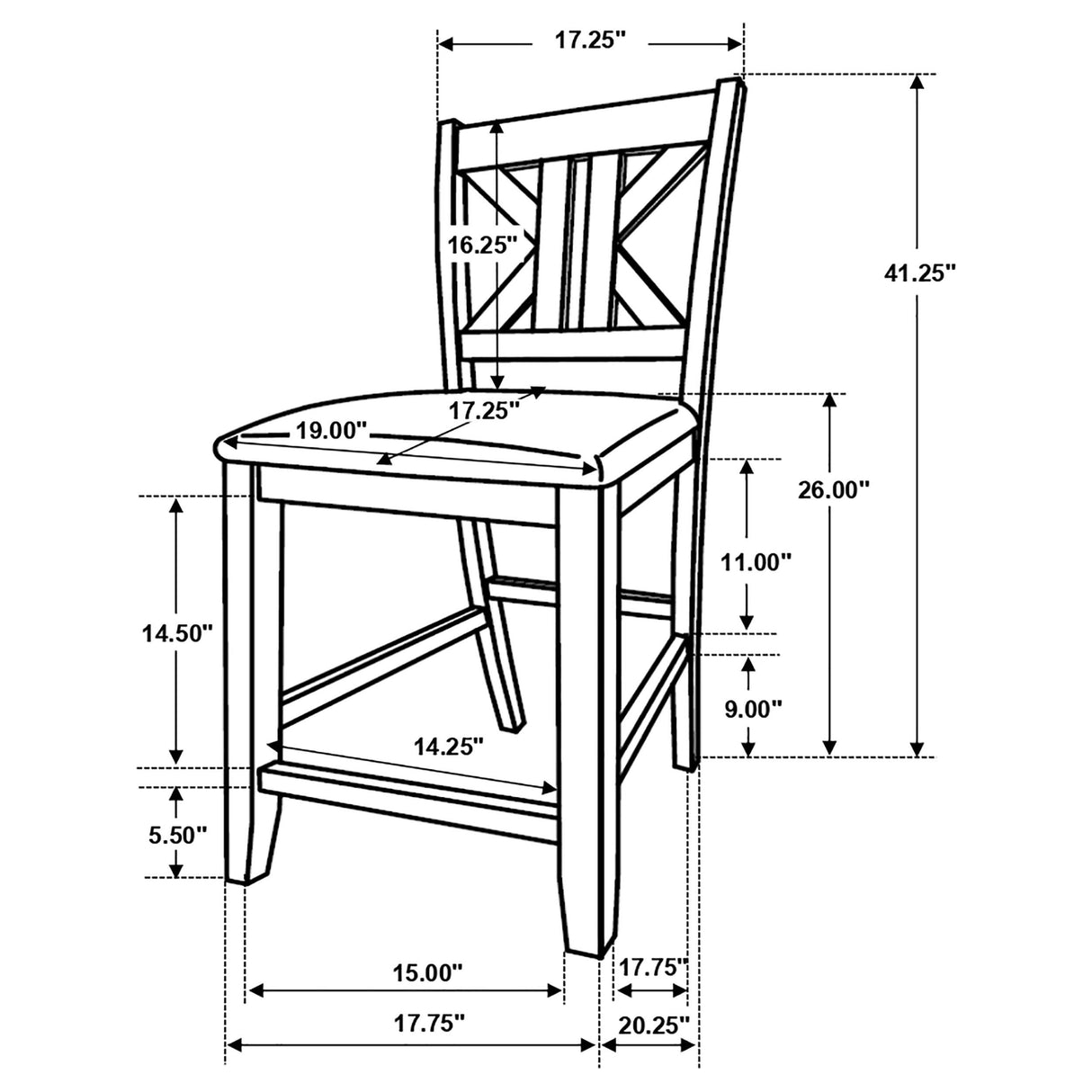 Athens Wood Counter Chair with Cushion - Barn Grey (Set of 2)