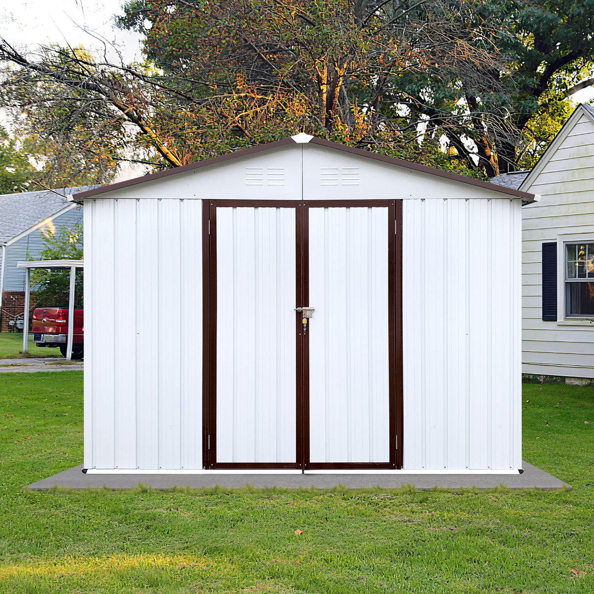 Storage Shed Garden Building Waterproof Metal Outdoor Utility 10x8ft