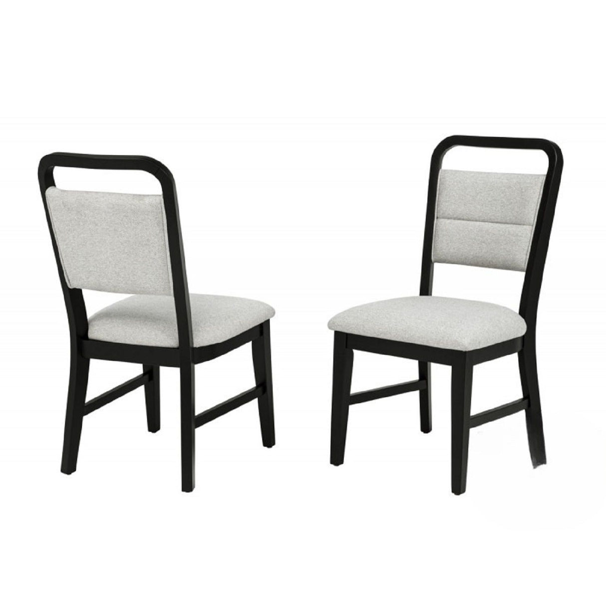 Dining Set With Round Table And 4 Upholstered Chairs - Black / Gray