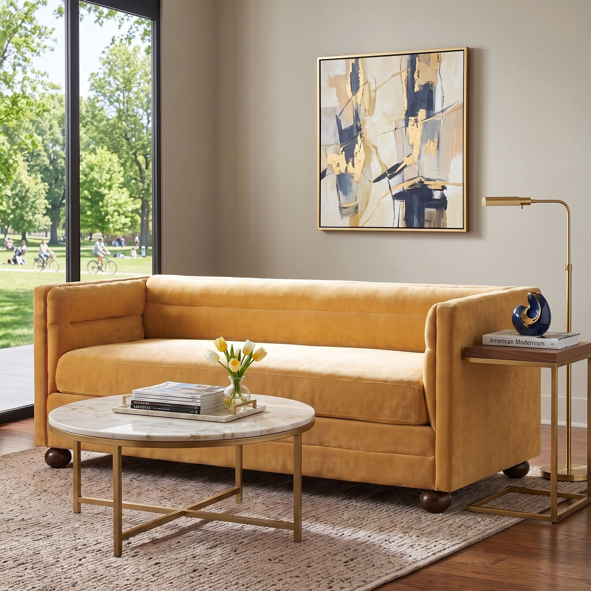 3 Seater Sofa Upholstery With Square Arms, Living Room Couch