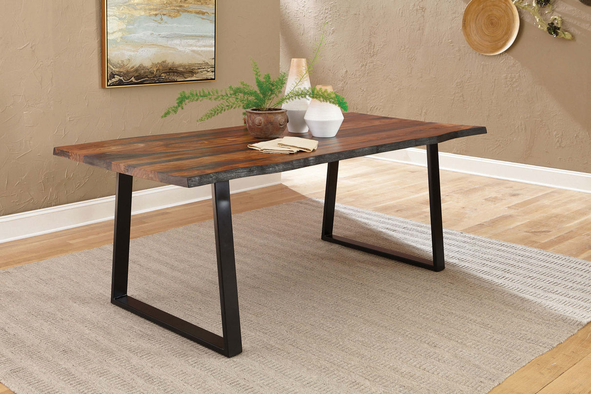 Ditman 80-Inch Live Edge Dining Table Grey Sheesham