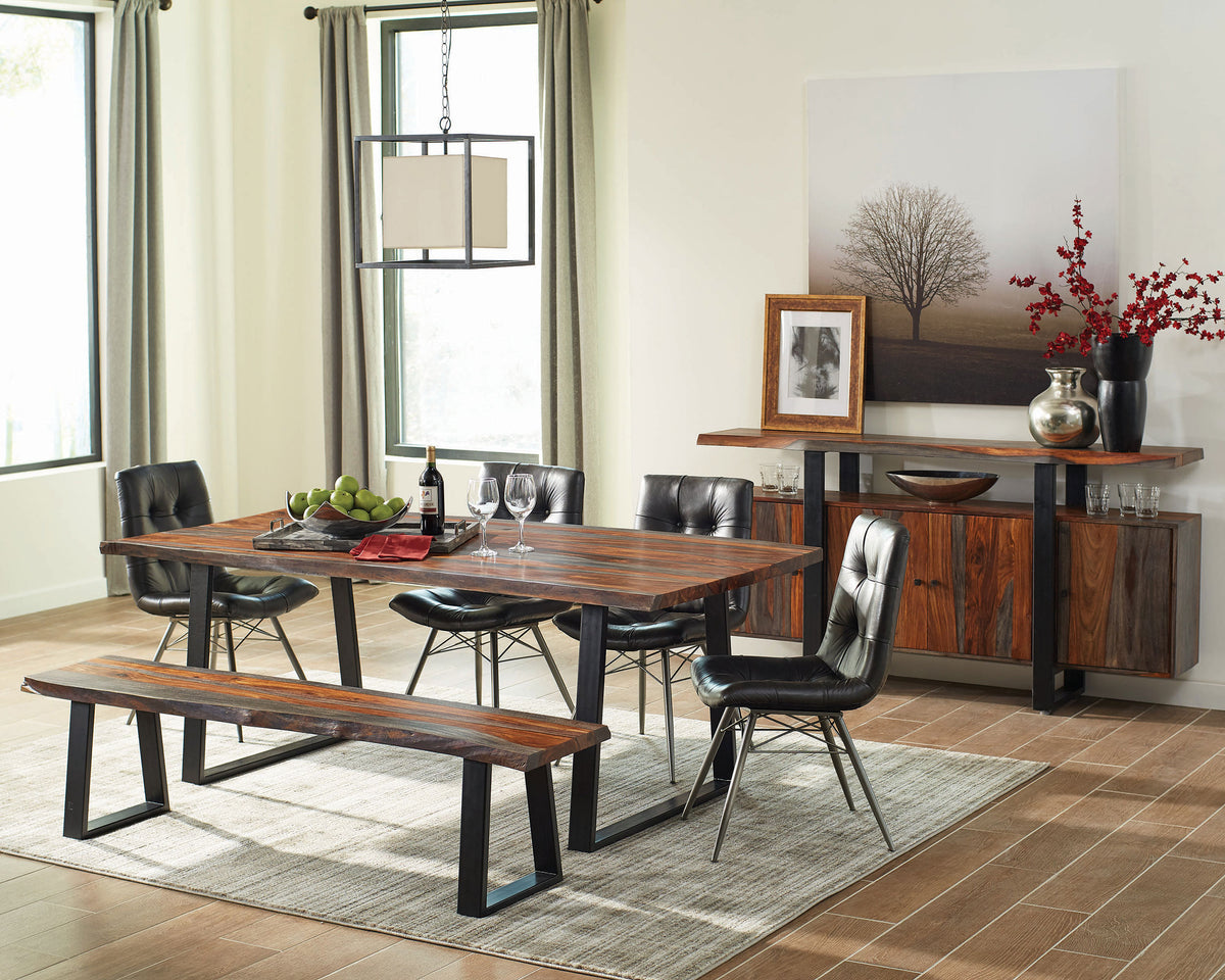 Ditman 80-Inch Live Edge Dining Table, Grey Sheesham