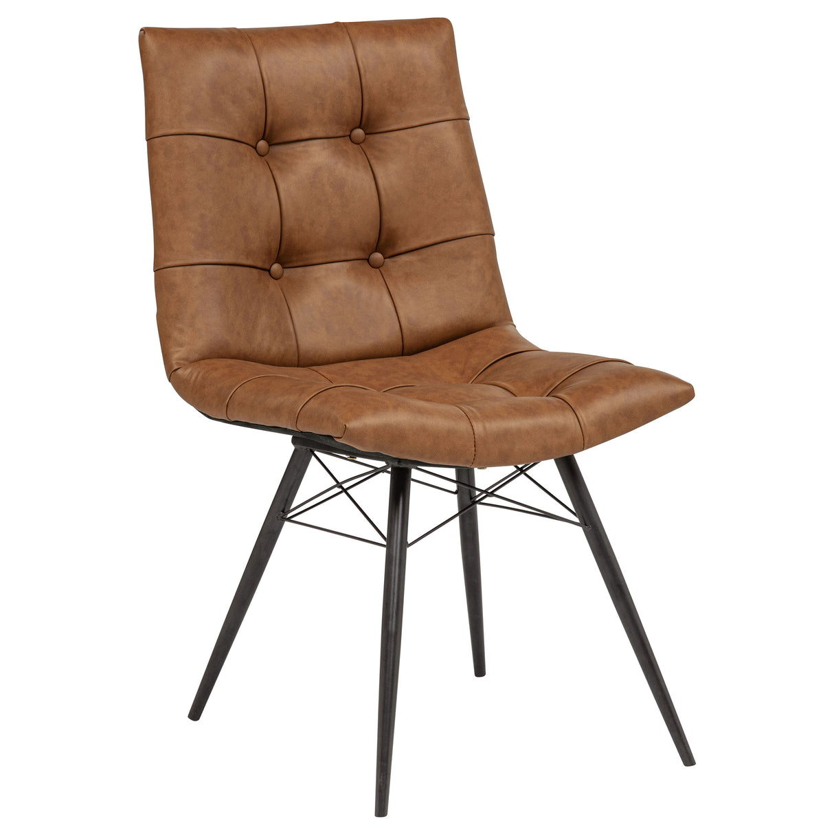 Aiken Faux Leather Dining Side Chair, Saddle Brown - Set of 4
