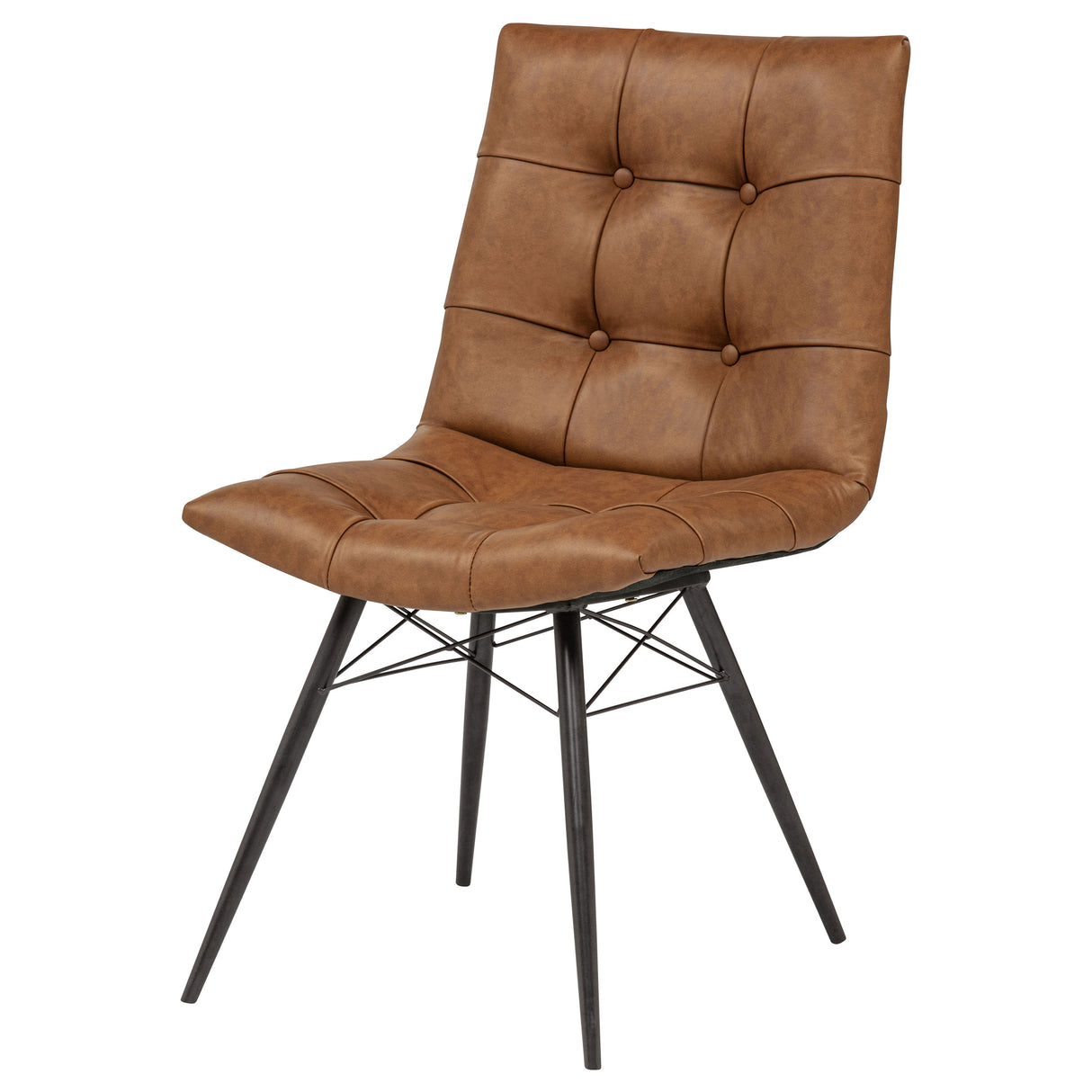 Aiken Faux Leather Dining Side Chair Saddle Brown