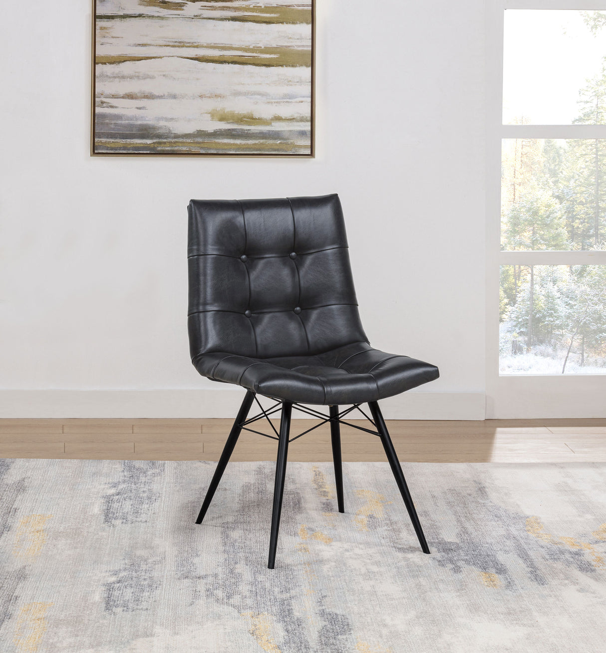 Aiken Faux Leather Dining Side Chair, Charcoal (Set of 4)