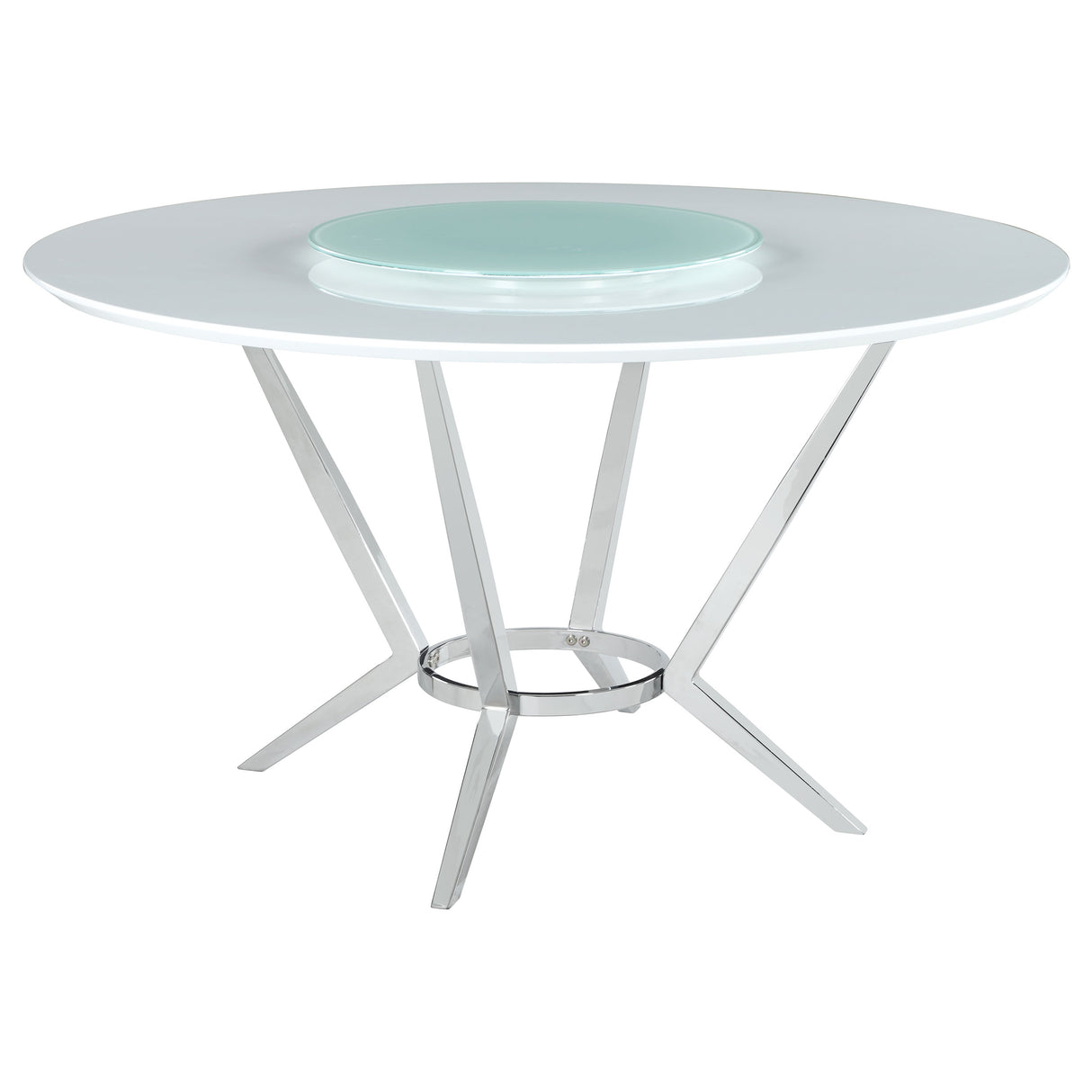 Abby Round 54-Inch Lazy Susan Dining Table White High Gloss