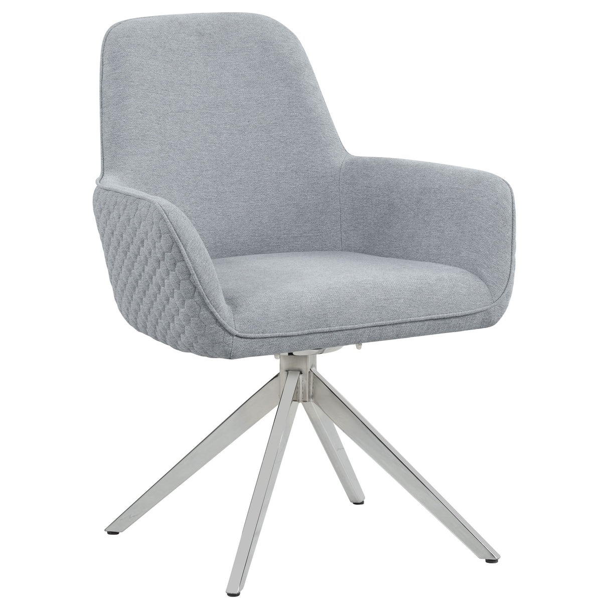 Abby Light Grey Fabric Swivel Dining Arm Chair