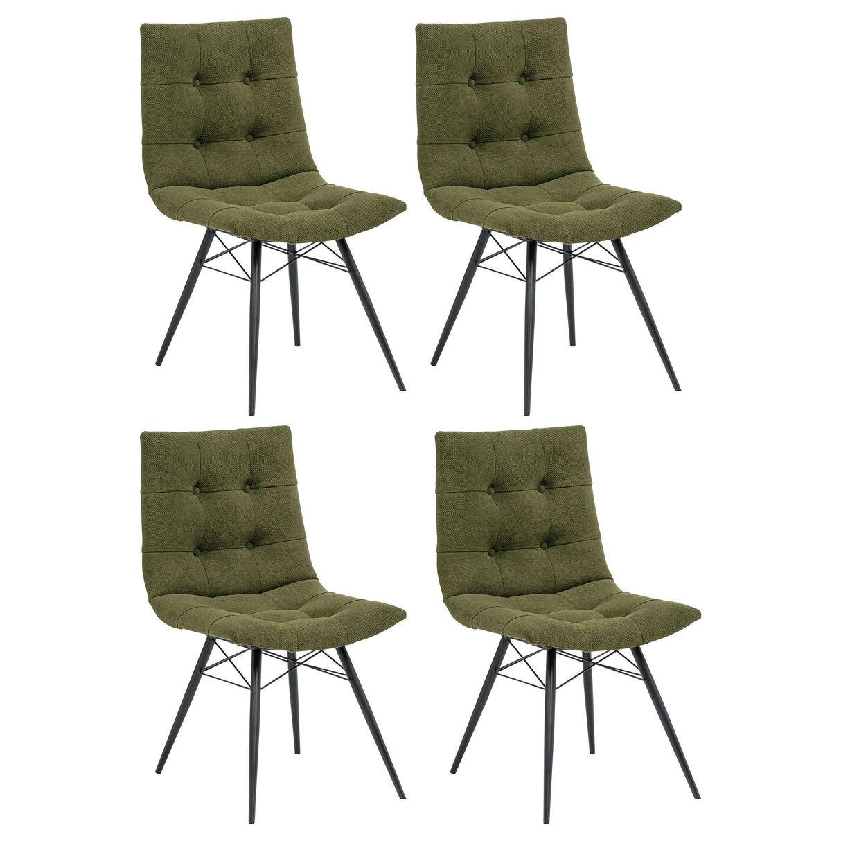 Aiken Fabric Upholstered Dining Side Chair, Forest Green (Set of 4)