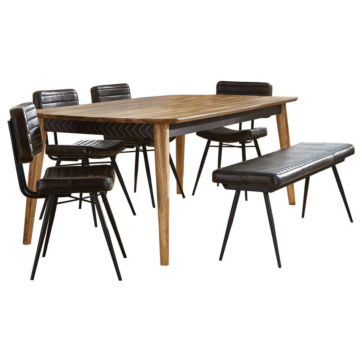Partridge 6-Piece Dining Set - Natural Sheesham & Espresso