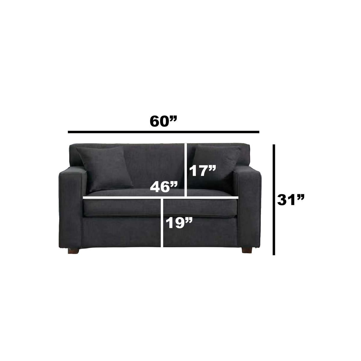 2 In 1 Lounge Chair With 4" Mattress & 2 Throw Pillows - Gray