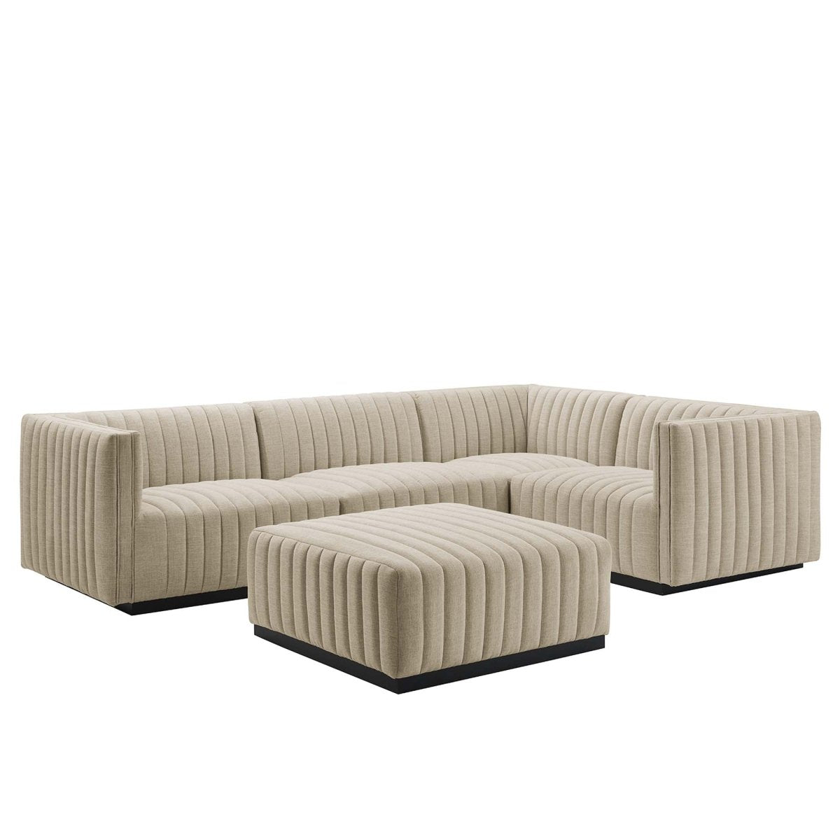 114 Inch Conjure Channel Tufted Fabric 5 - Piece L - Shaped Sectional - Living Room Furniture available at Alpine Outlets in Denver