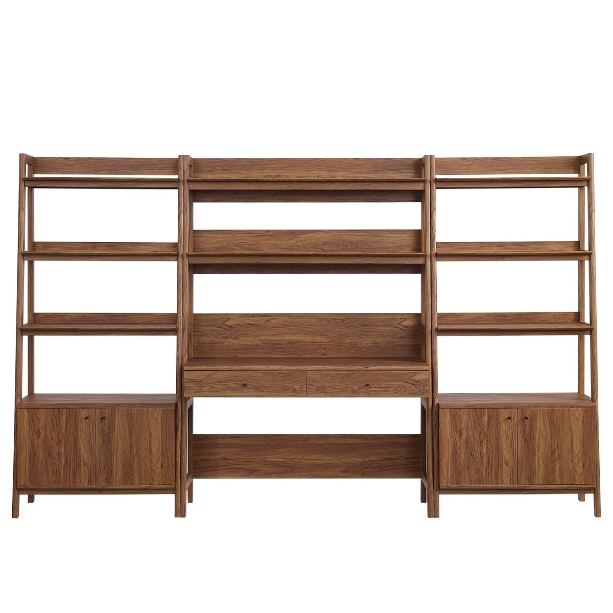 114" Tiered Wood Office Desk and 33" Bookshelf Set - 3 - Piece Workspace - Bookcases available at Alpine Outlets in Denver