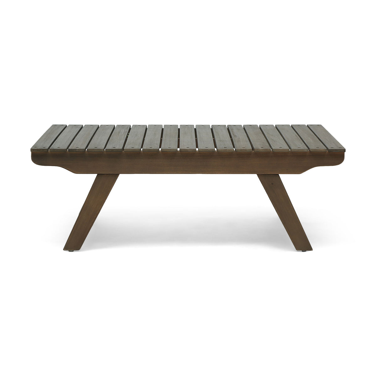 Outdoor Acacia Wood Coffee Table With Open Slat Design - Gray