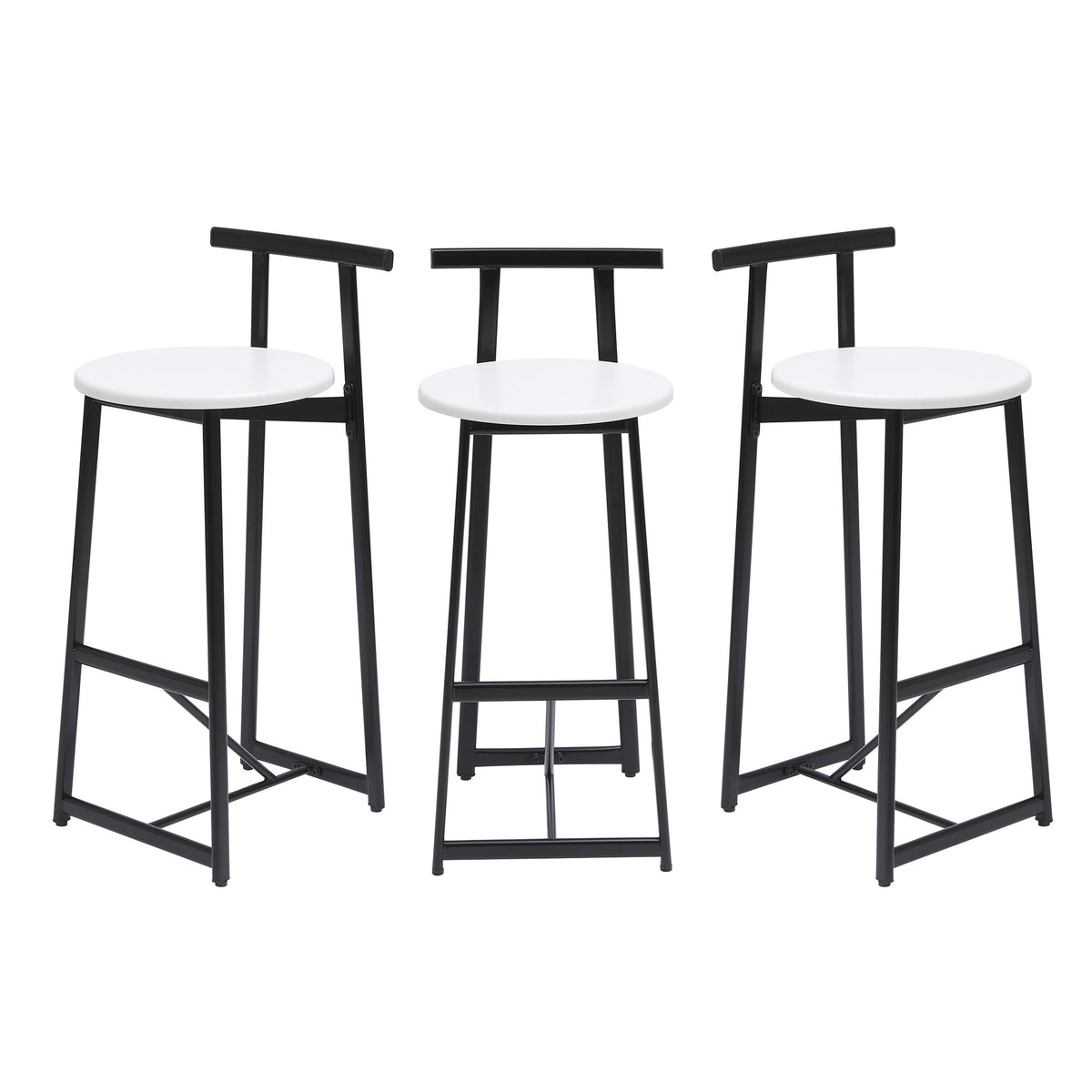 Modern Bar Stools With Backrest For Kitchen (Set of 3)
