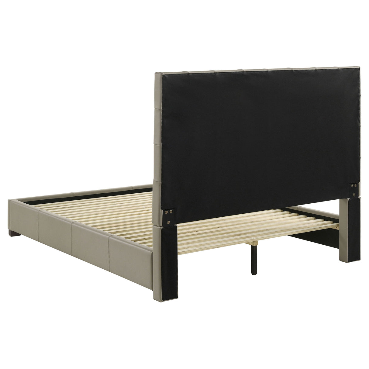 Queen Panel Platform Bed With Grid Tufted Headboard - Tan