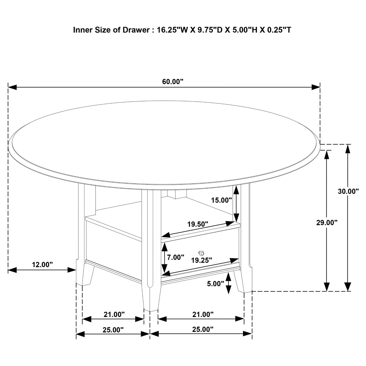 Twyla 5-Piece 60-Inch Round Dining Table Set Dark Cocoa