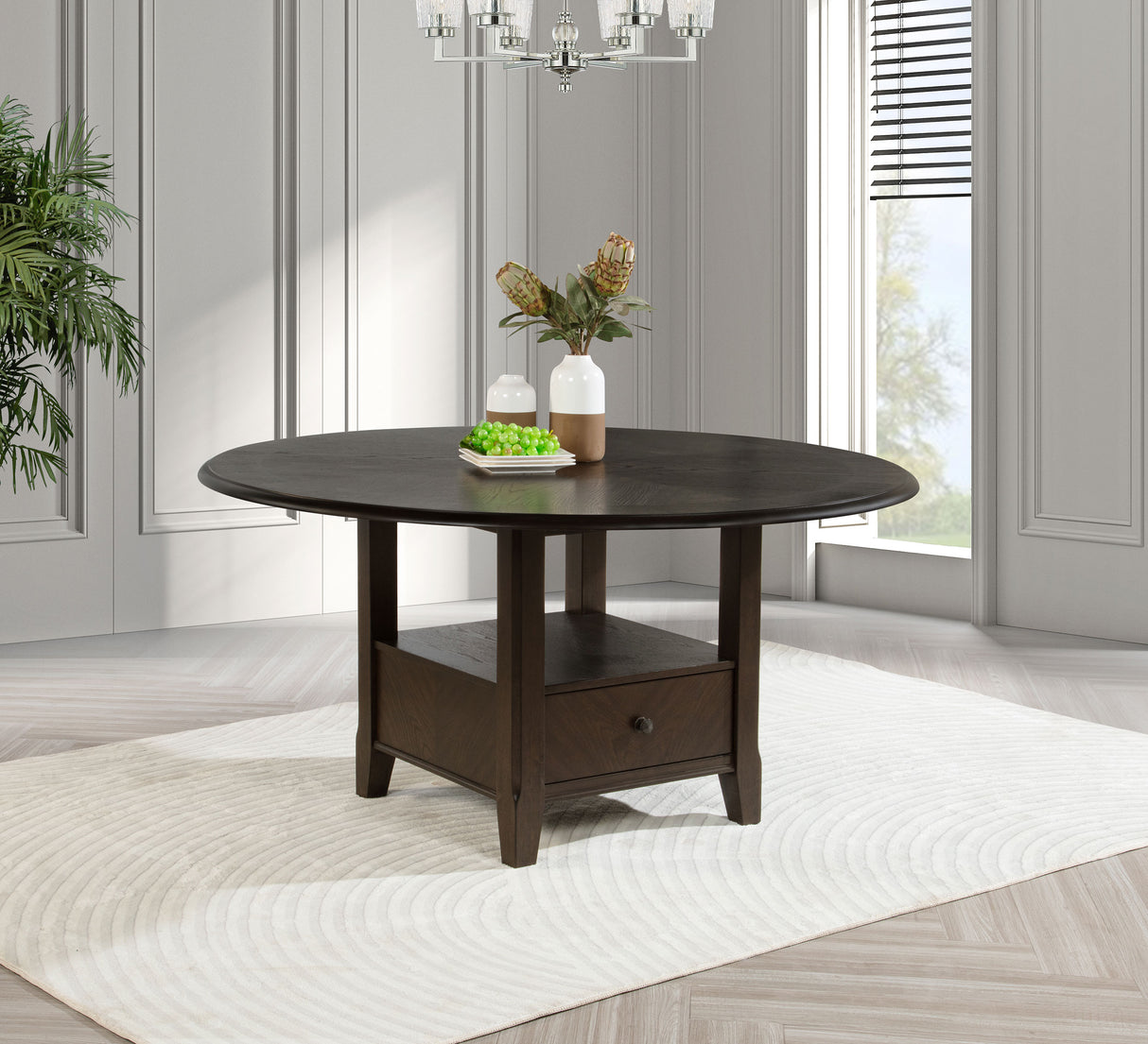 Twyla 60-Inch Round Dining Table Dark Cocoa