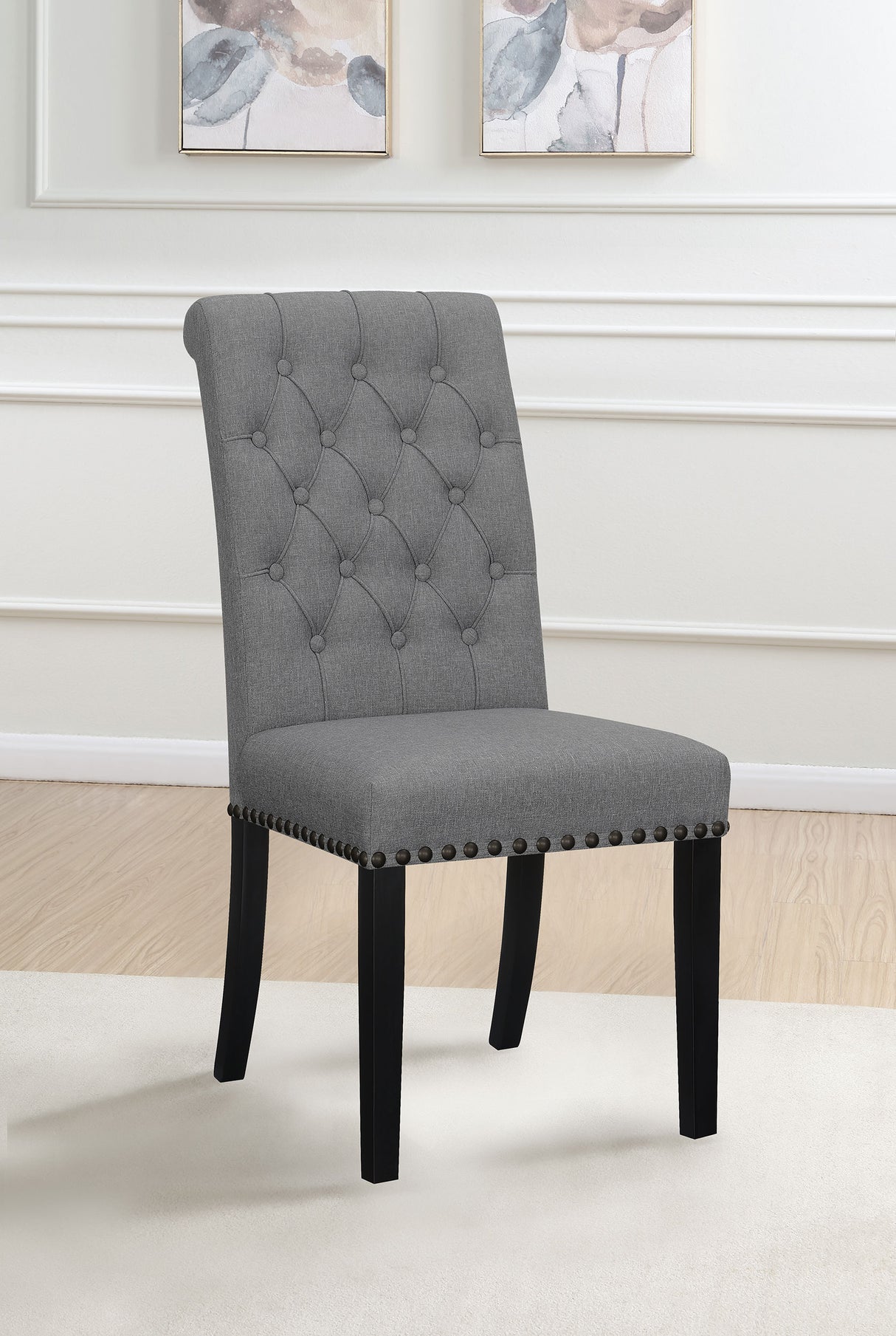 Alana Grey Fabric Upholstered Dining Side Chair Set of 2