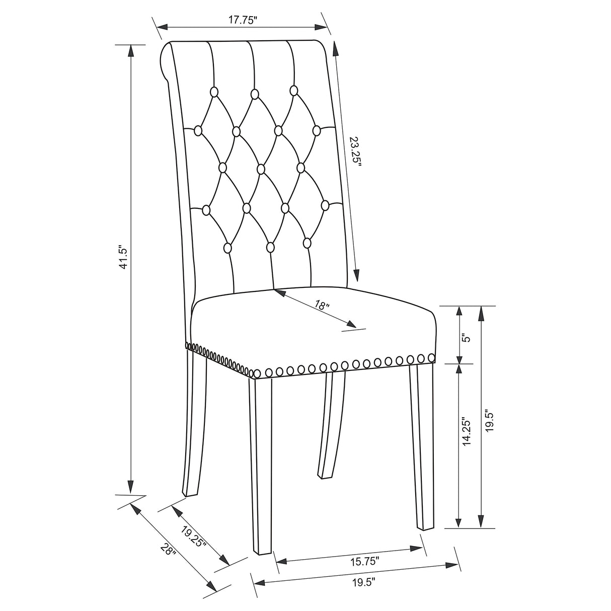 Alana Grey Fabric Upholstered Dining Side Chair Set of 2