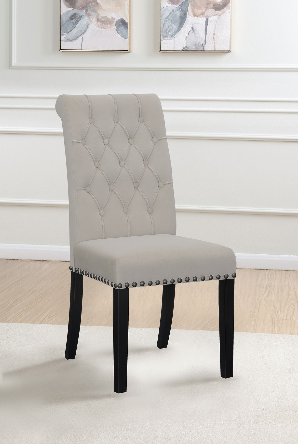 Alana Velvet Upholstered Dining Side Chair, Sand (Set of 2)