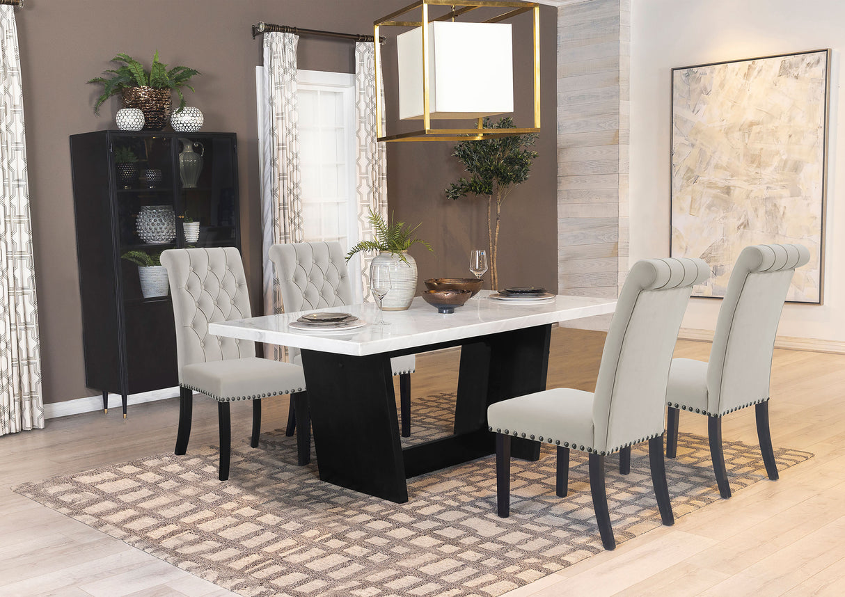 Alana Velvet Upholstered Dining Side Chair, Sand (Set of 2)