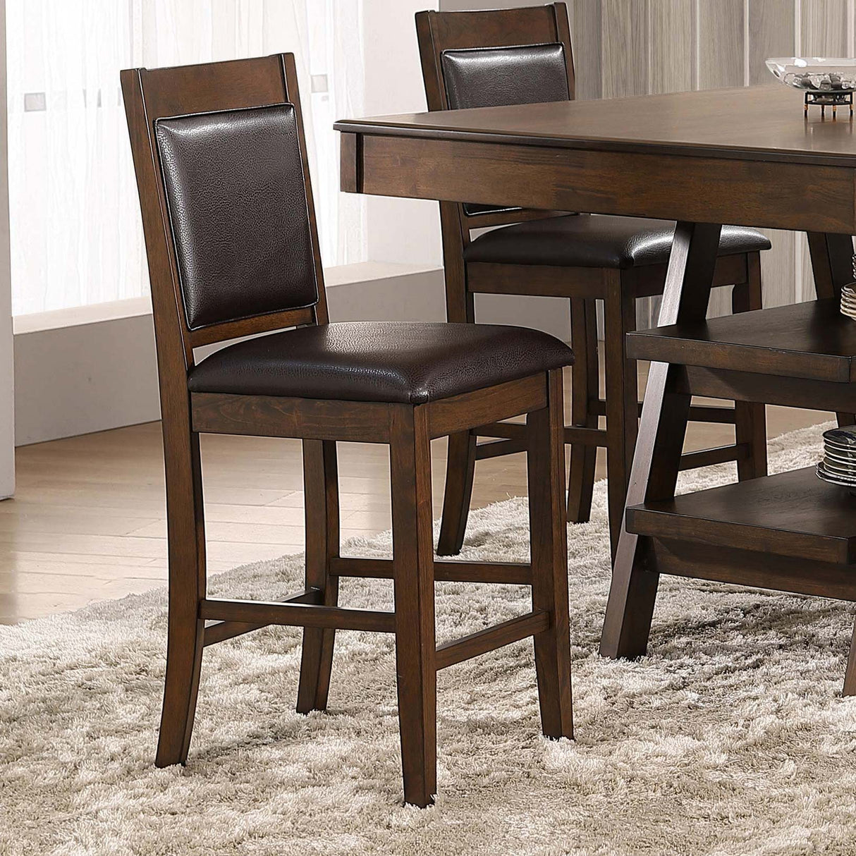 Dewey Upholstered Counter Chair Walnut, Set of 2