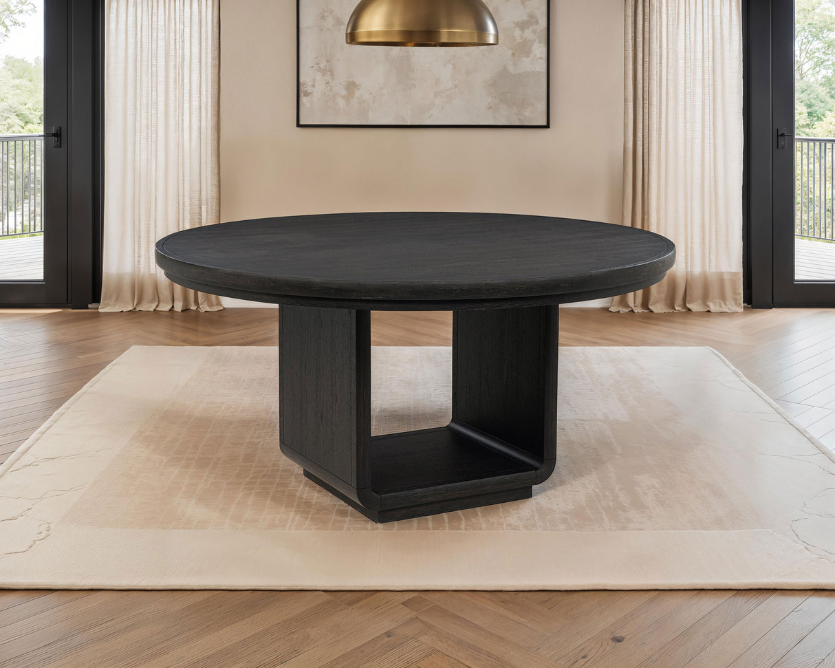 Leandro 60-Inch Round Dining Table in Burnished Black