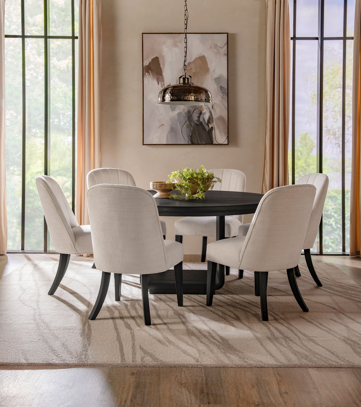 Leandro 60-Inch Round Dining Table in Burnished Black