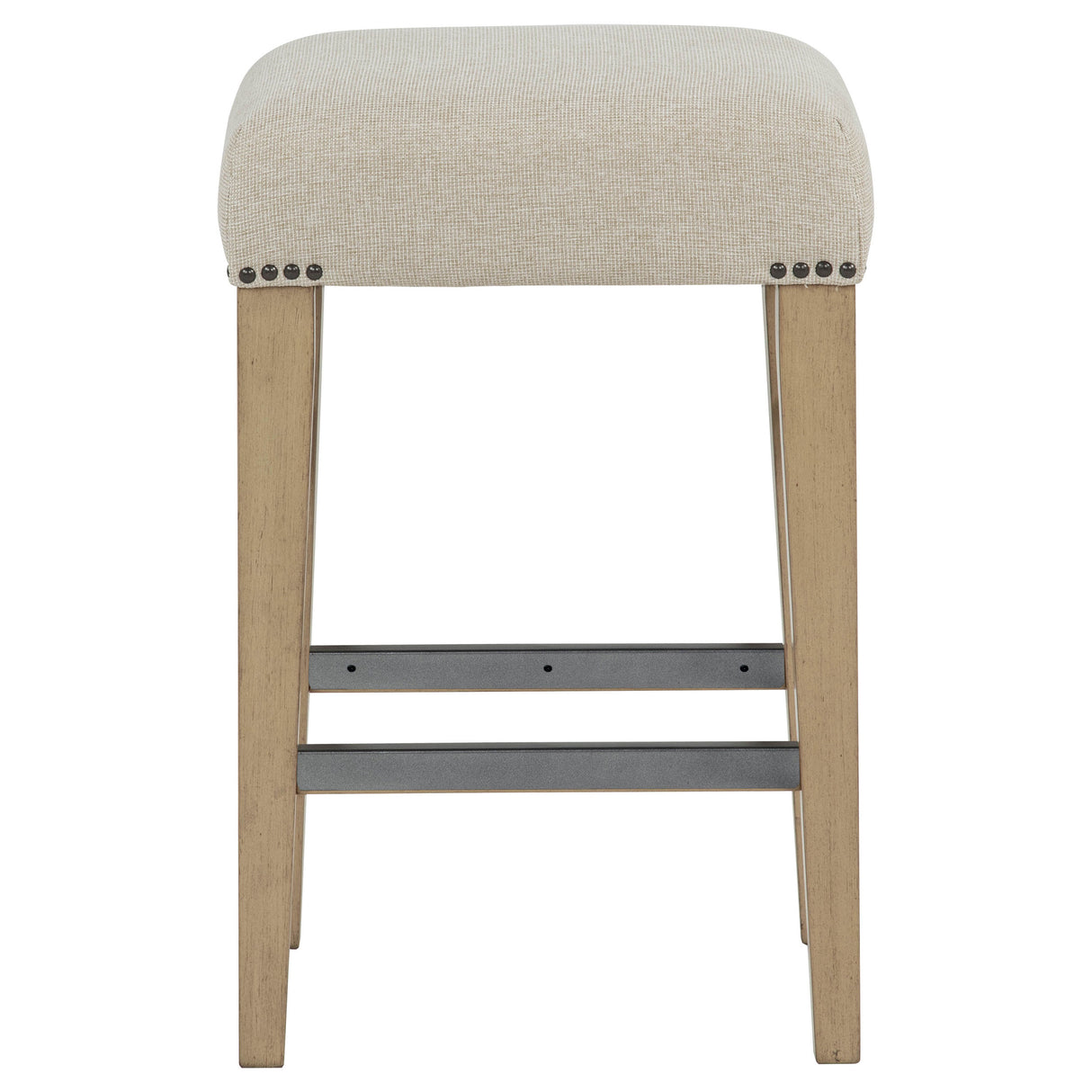 Naser Backless Upholstered Counter Stool, Beige/Light Oak (Set of 2)