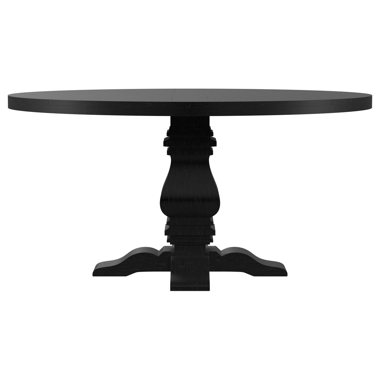 Florence Round 60-Inch Pedestal Dining Table, Distressed Black