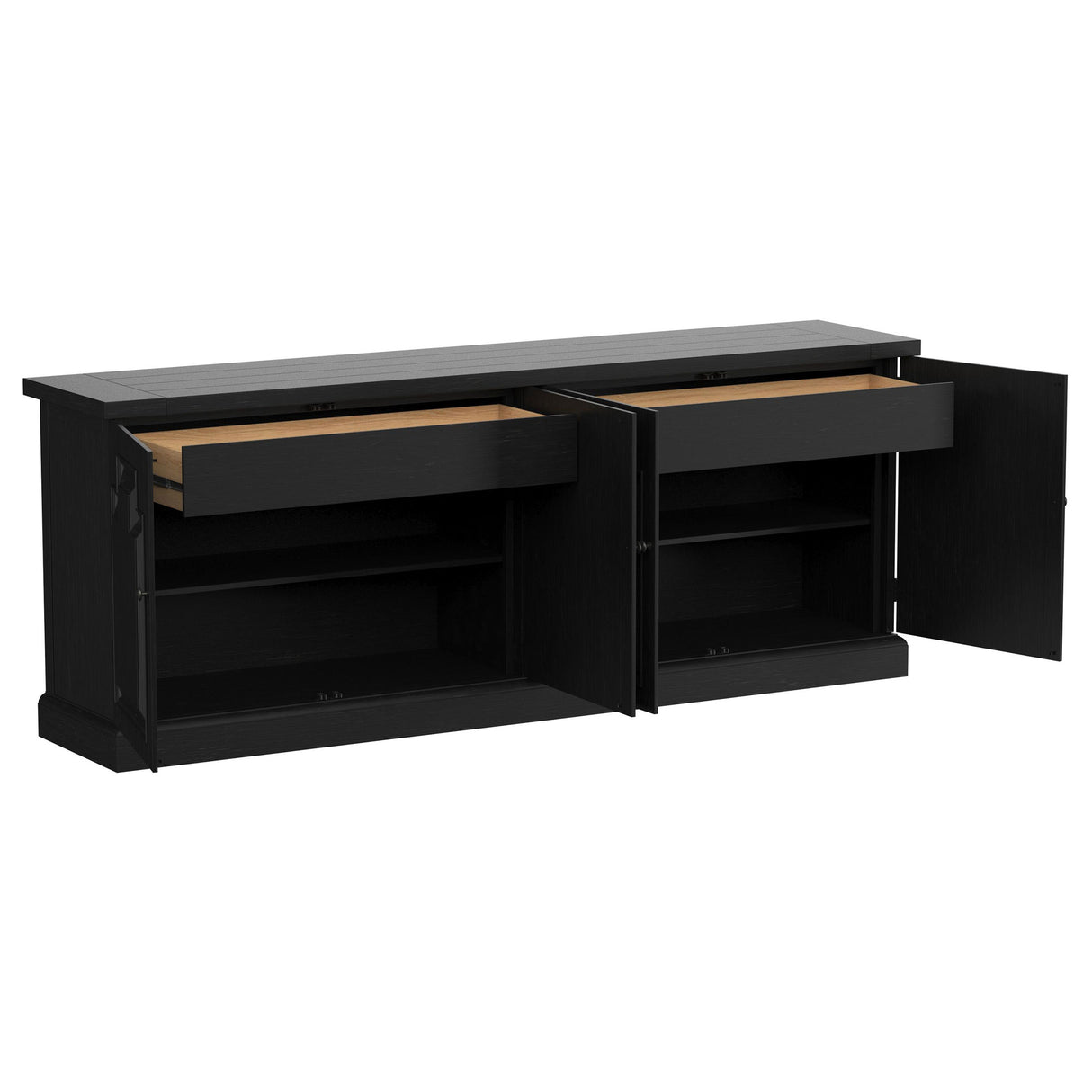 Florence 4-Door Dining Sideboard Buffet in Distressed Black
