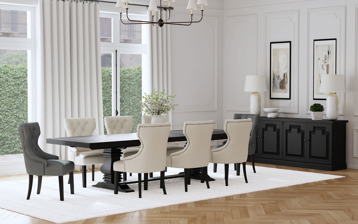 Florence 4-Door Dining Sideboard Buffet in Distressed Black