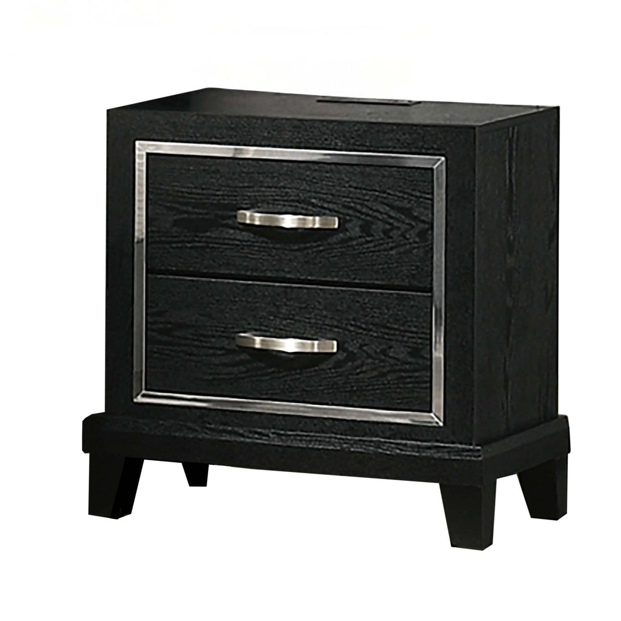 Nightstand With USB Port, Tapered Legs - Black
