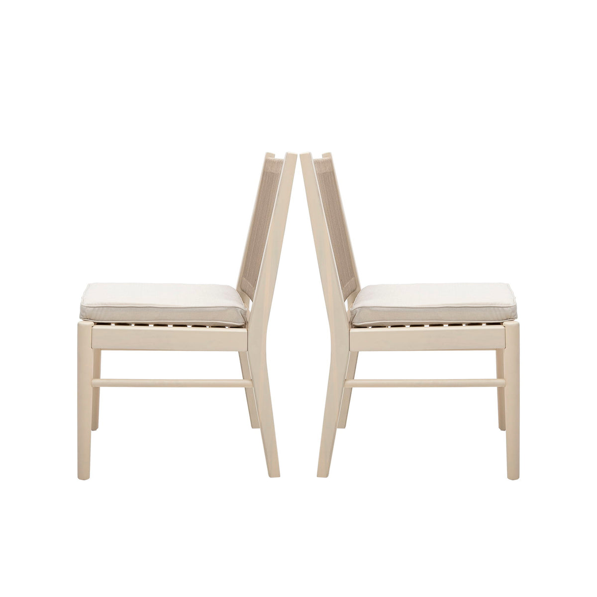 Cordoba - Dining Chair (Set of 2) With Acacia Wood Frame And Water Repellent Fabric - Beige / Yellow