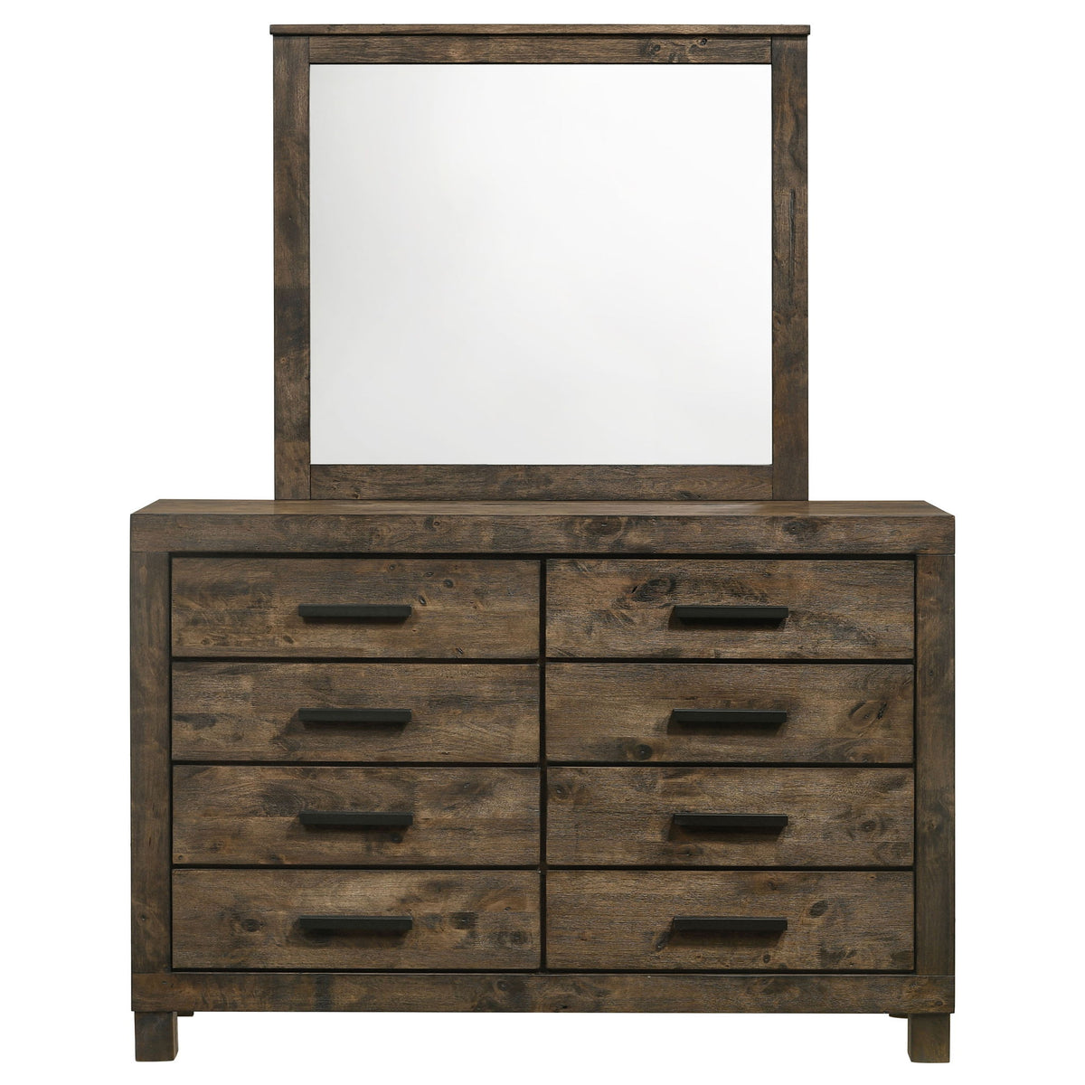 Bren - 8 Drawer Dresser With Mirror - Rustic Brown