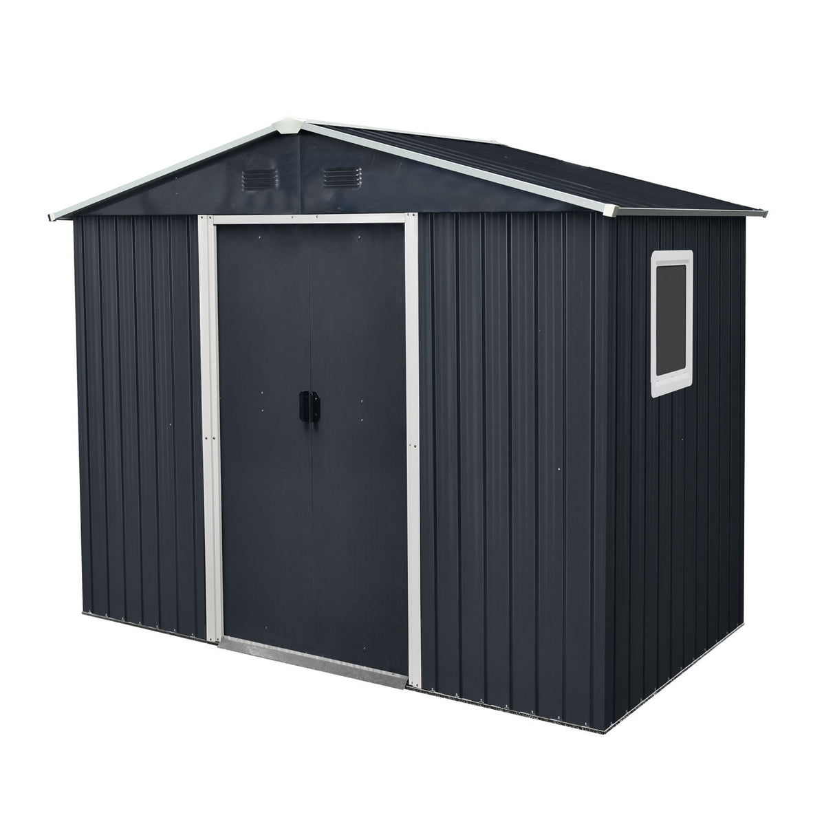 Outdoor Metal Storage Shed Garden Building with Window and Foundation 8x4ft