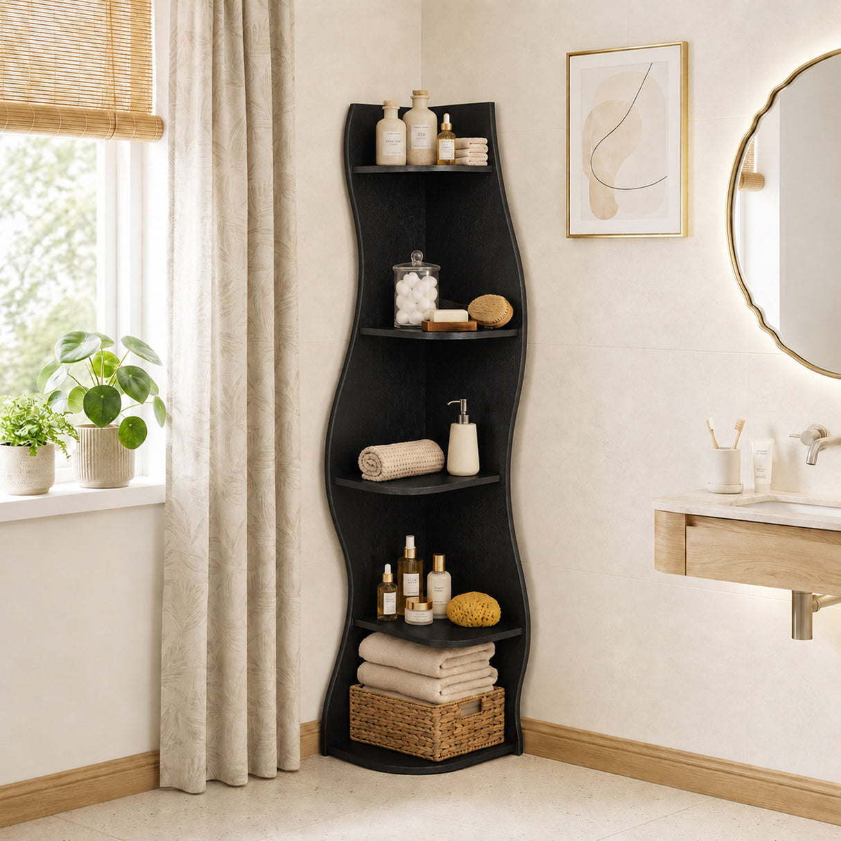 5 Tier S - Shaped Corner Shelf For Living Room